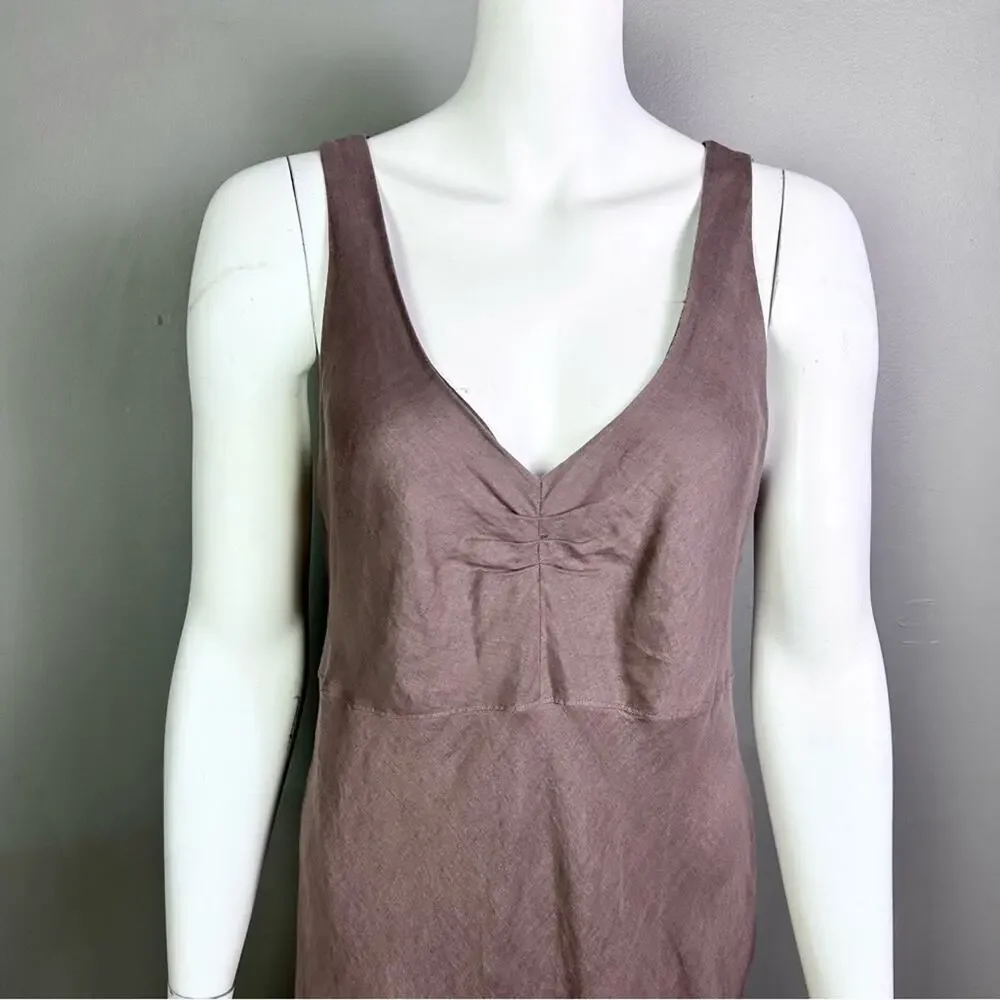 J. Crew‎ dress size 12 Tall long line linen brown minimalist relaxed slimming